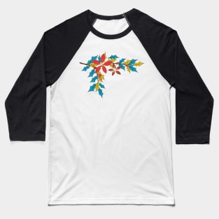 Cute Holly Poinsettia Branch Baseball T-Shirt